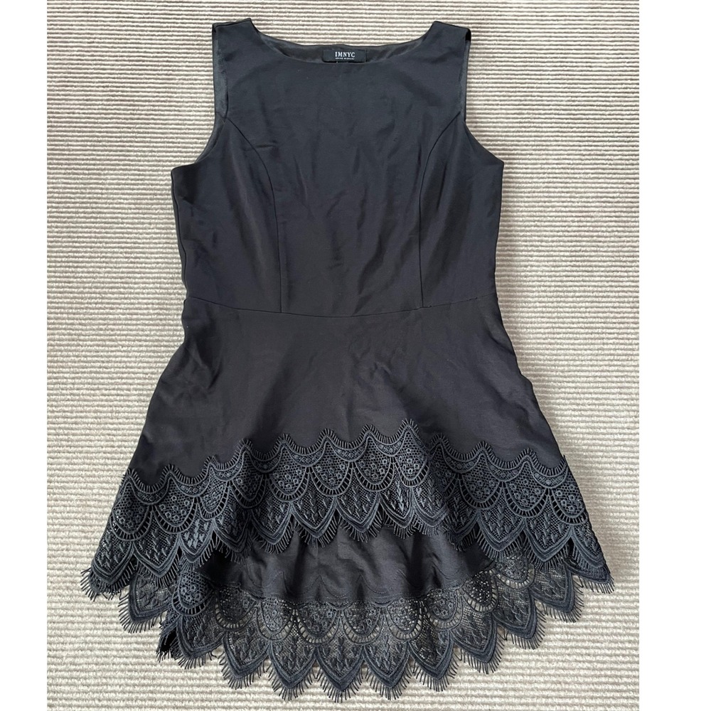 IMNYC Isaac Mizrahi Black Lace‎ High-Low Fit & Flare Dress Sleeveless Medium
